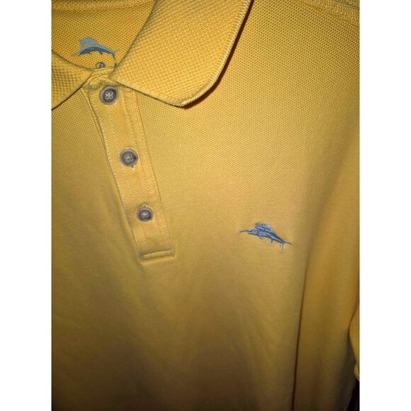 Tommy Bahama Yellow Polo Shirt M 100% Cotton Embroidered Logo - Picture 3 of 7